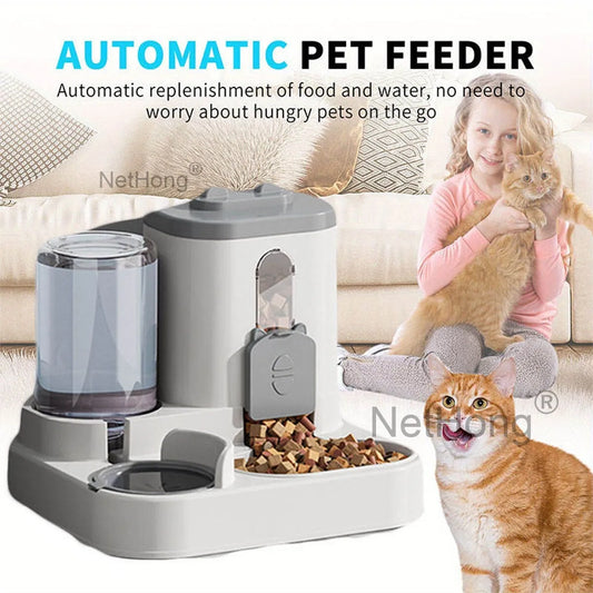 Automatic Cat Dispenser Set 2 In 1 Tilted Pet Food And Water Feeder
