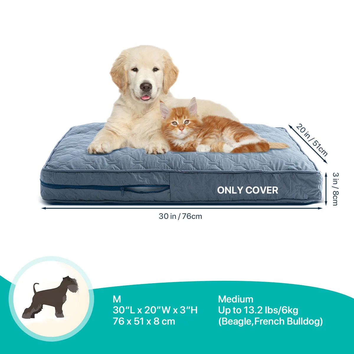 1 pc Orthopedic Dog Beds Cover for Large Dogs, Dog Bed Washable Cover Foam Pet Mat, Multi-Needle Quilting Dog Crate Bed Cover