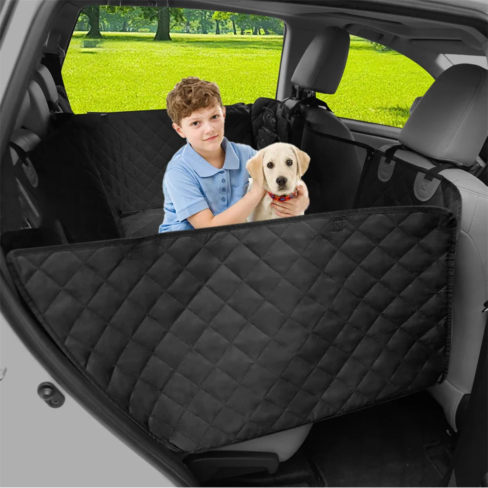 Waterproof Back Seat Extender Dog Car Seat Cover for Back Seat Bed with Mesh Window Storage Pocket Supports 220lbs Dog Hammock