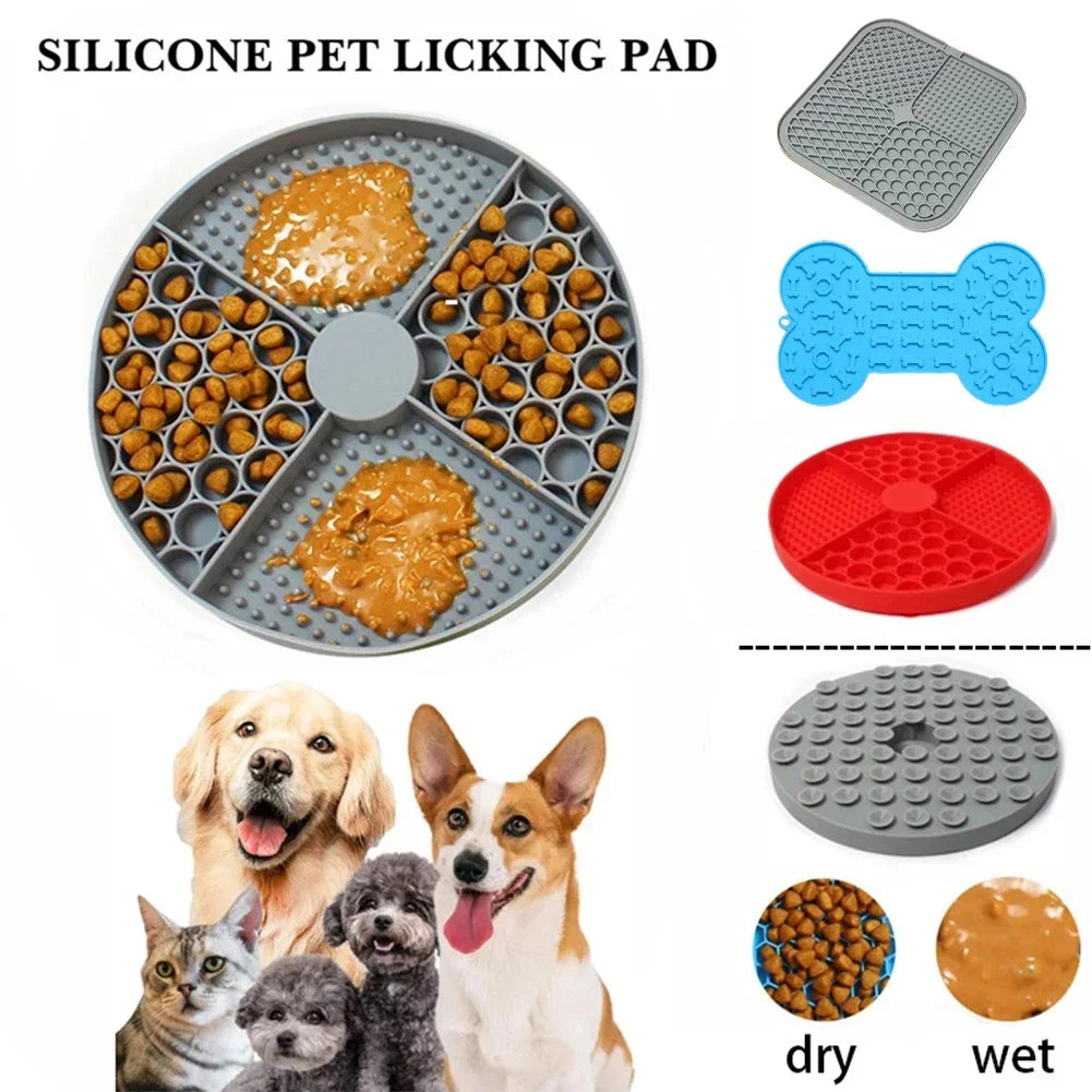 Pet Supplies Silicone Pet Licking Mat Cat Anti-choking with Slow Food Bowl Puppy Bath Distracted Licking Plate Cutlery Dog Bowl