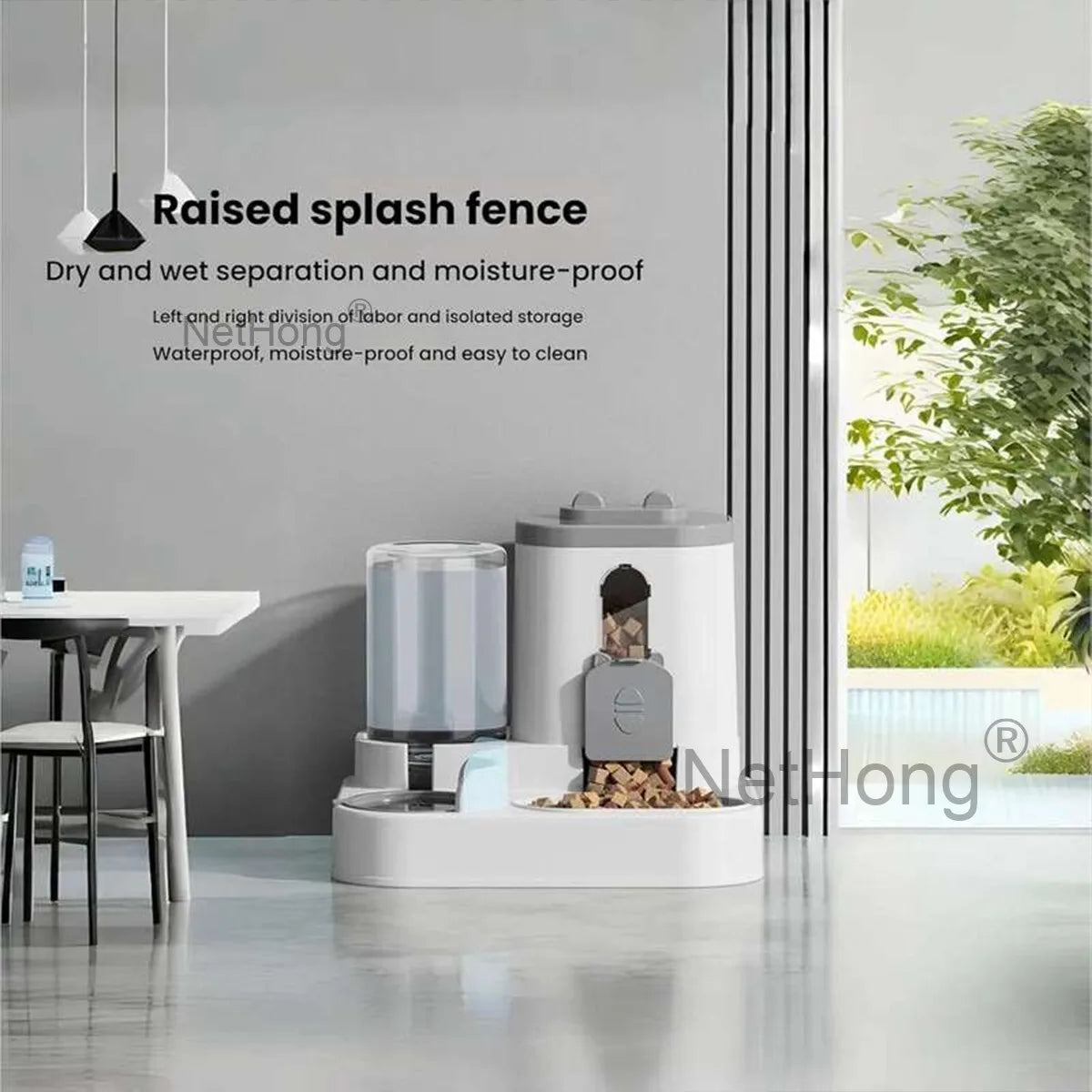 Automatic Cat Dispenser Set 2 In 1 Tilted Pet Food And Water Feeder