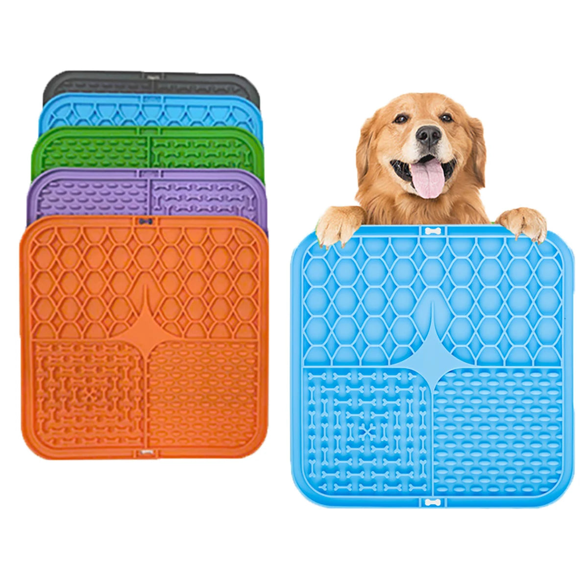 Poursweet Dog Lick Mat with Suction Cups Slow Feeders Licking Pet Anxiety Relief Cat Training for Food Yogurt Peanut Butter