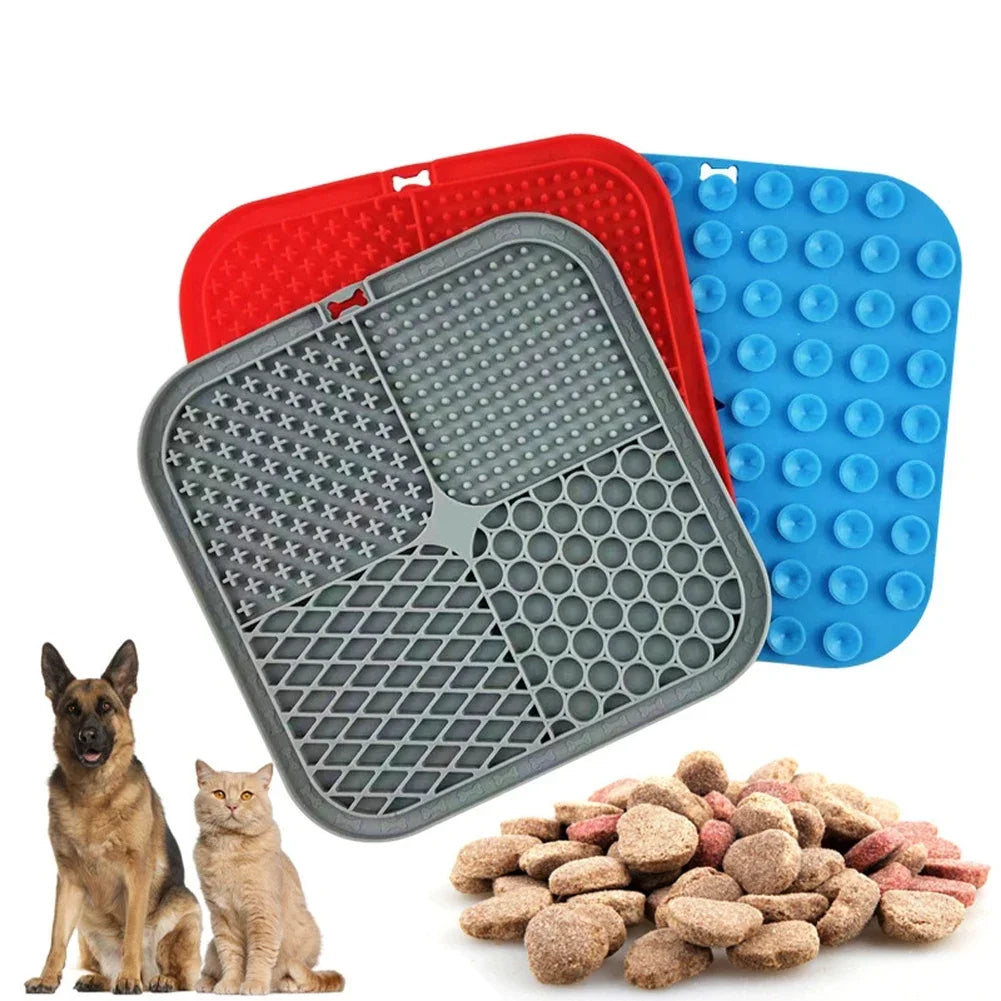 Pet Supplies Silicone Pet Licking Mat Cat Anti-choking with Slow Food Bowl Puppy Bath Distracted Licking Plate Cutlery Dog Bowl